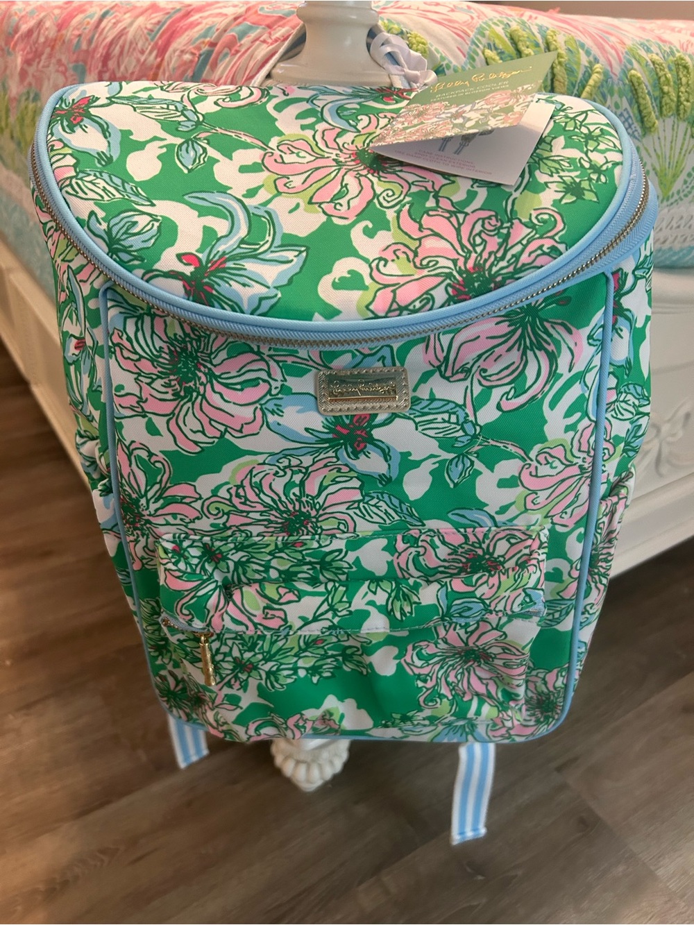 NWT, Lilly Pulitzer Backpack Cooler, Spearmint Blossom Views